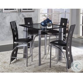Sona Black And Silver Counter Height Dining Room Set