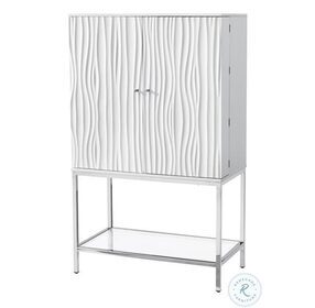 Waves Glossy White Two Door Wine Cabinet
