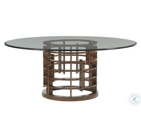 Island Fusion Brown Meridien Glass Top 72" Round Dining Table
