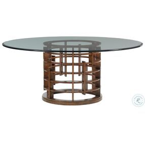 Island Fusion Medium Coconut Shell Brown Meridien Glass Top 72" Round Dining Table