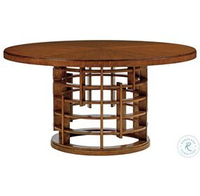 Island Fusion Medium Coconut Shell Brown Meridien Wooden Top 60" Round Dining Table