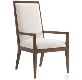 Island Fusion Natori Off White Fabric Slat Back Arm Chair