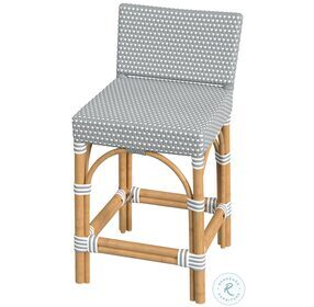 Serienna Gray And White Dot Rattan Counter Height Stool