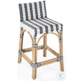 Serienna Blue Rattan Low Back Counter Height Stool