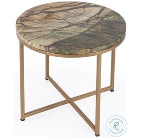 Giovanniya Antique Gold Marble Side Table