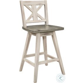 Amsonia Distressed Gray And White Swivel Counter Height Chair Set of 2
