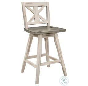 Amsonia White Swivel Counter Height Chair Set of 2