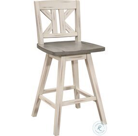 Amsonia Distressed Gray And White X Back Swivel Pub Height Chair Set of 2