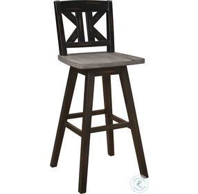 Amsonia Distressed Gray And Black X Back Swivel Pub Height Chair Set of 2