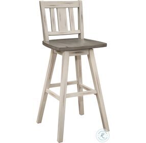 Amsonia Distressed Gray And White Slat Back Swivel Pub Height Chair Set of 2