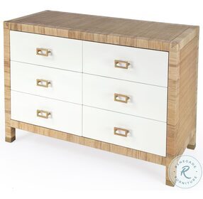 Corfu Natural and White Cosmopolitan 6 Drawer Double Dresser