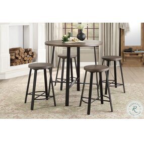 Chevre Burnished Brown and Gray Round Counter Height Dining Room Set