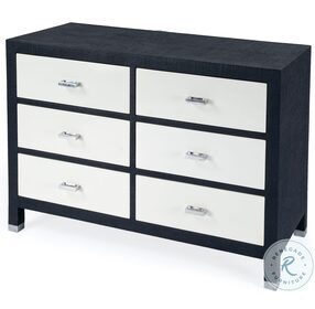 Keros Navy Raffia 6 Drawer Double Dresser