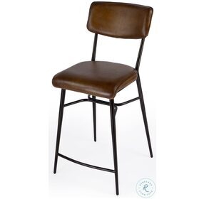 Odessa Brown Leather 26" Square Counter Height Stool