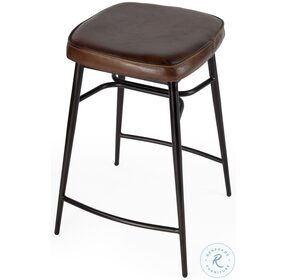 Arlington Brown Leather 26" Square Counter Height Stool