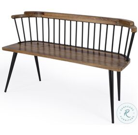 Tempe Brown Industrial Chic Spindle Back Bench