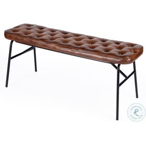 Austin Brown Leather Button Tufted Bench