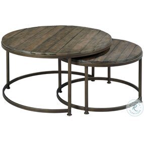 Leone Weathered And Antique Brass Round Cocktail Table