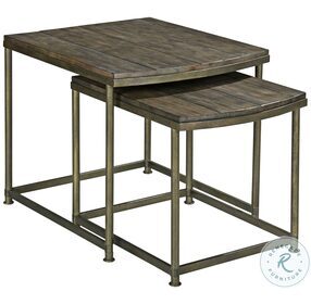 Leone Weathered And Antique Brass Nesting End Table