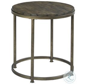 Leone Weathered And Antique Brass Round End Table