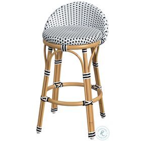 Tobias Black And White Outdoor Low Back Counter Height Stool