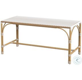 Tobias Beige And White Outdoor Rectangular Dining Bench