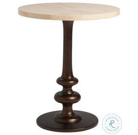 Los Altos Natural Oak Stain And Aged Bronze Marshall Stone Top Round End Table