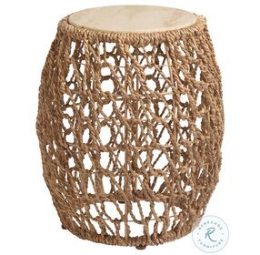 Los Altos Natural Oak Stain Madrid Woven Accent Table