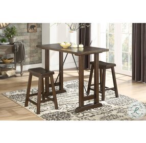 Bracknell Brown Cherry 3 Piece Counter Height Dining Table Set