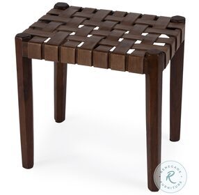 Kerry Brown Leather Woven Stool