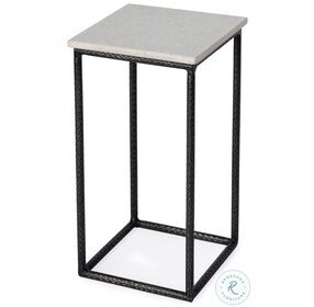 Mabel White Marble And Black Metal Square Accent Table