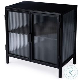 Hoxton Black Metal Ribbed Glass Accent Cabinet