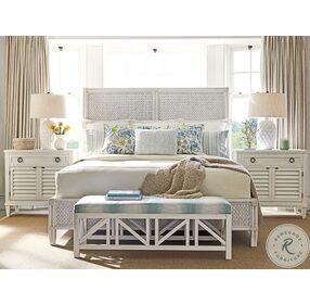 Ocean Breeze White Siesta Key Woven Sleigh Bedroom Set