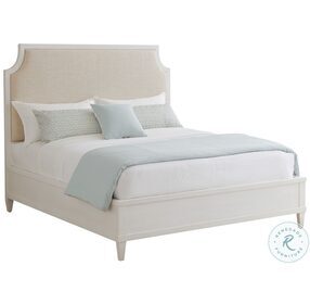 Ocean Breeze Shell White Belle Isle Queen Upholstered Panel Bed