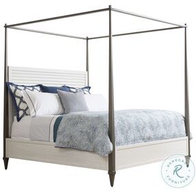 Ocean Breeze Shell White And Aged Pewter Gables King Poster Canopy Bed