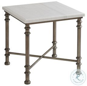 Ocean Breeze Santa Cruz Marble And Aged Pewter Flagler Square End Table