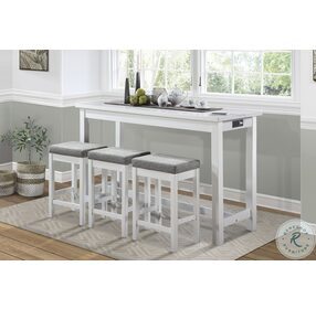 Connected White 4 Piece Pack Counter Height Set