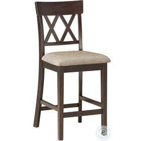 Balin Dark Brown Double X Back Counter Height Chair Set Of 2