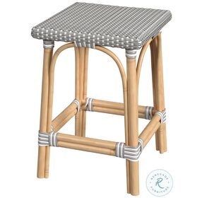 Riviera Gray And White Dot Rattan Counter Height Stool