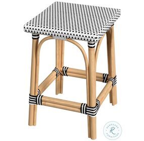 Riviera Black And White Dot Rattan Counter Height Stool