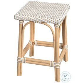 Riviera White And Tan Dot Rattan Counter Height Stool