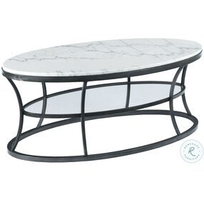 Impact White And Bronze Silver Oval Cocktail Table