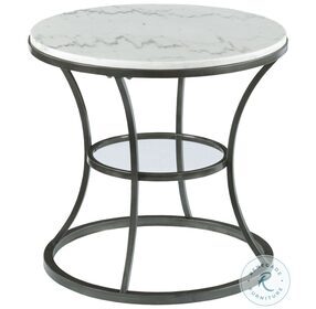 Impact White And Bronze Silver Round End Table