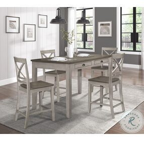 Brightleaf Brown And Light Gray Counter Height Dining Room Set