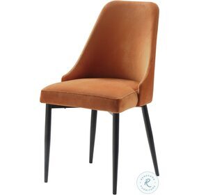 Keene Orange Velvet Side Chair Set of 2