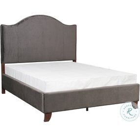 Carlow Gray Velvet King Upholstered Panel Bed