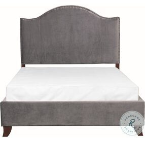 Carlow Gray Velvet Queen Upholstered Panel Bed