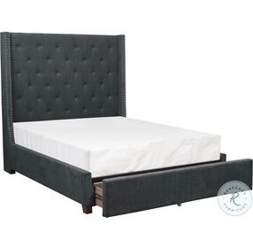 Fairborn Dark Gray Queen Upholstered Platform Storage Bed