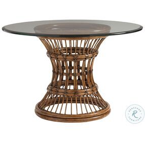 Bali Hai Aged Chestnut Brown Latitude Glass Top 54" Dining Table