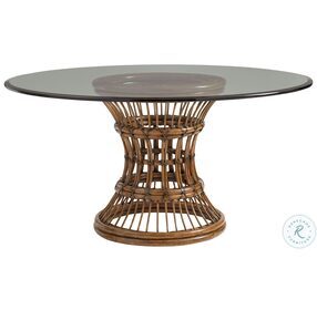 Bali Hai Aged Chestnut Brown Latitude Glass Top 84" Dining Table